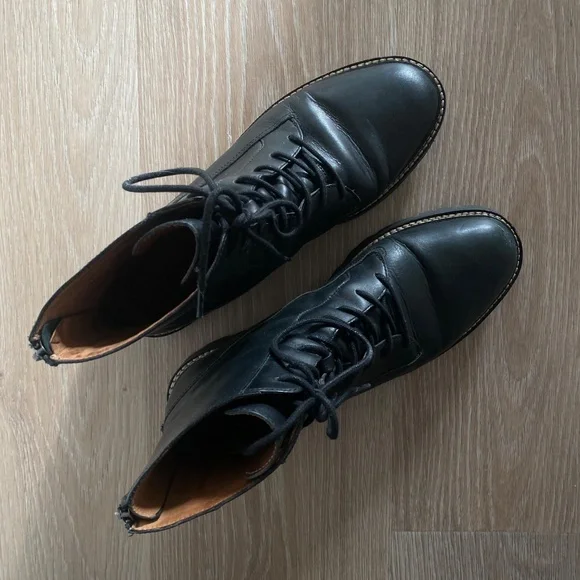 Madewell Citywalk Lugsole Lace-up Boots, Black Leather - Picture 2 of 12